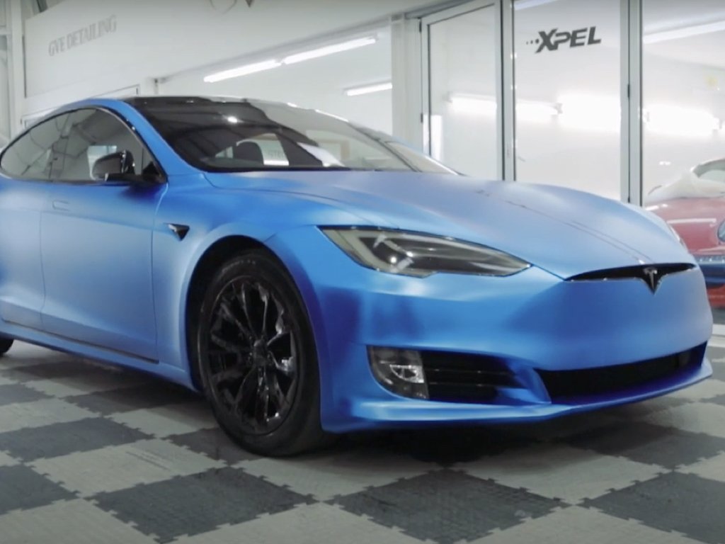 Satin Chrome Blue Tesla Model S Wrap | GVE Customs | West London