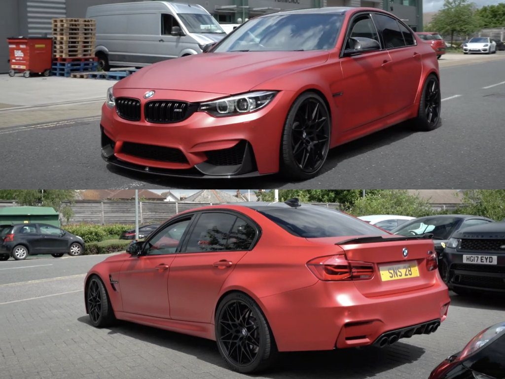 Satin Chrome Red BMW M3 Wrap | GVE Customs | West London