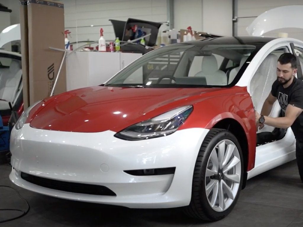 Tesla Model 3 Wrapped in Luscious Lips Red